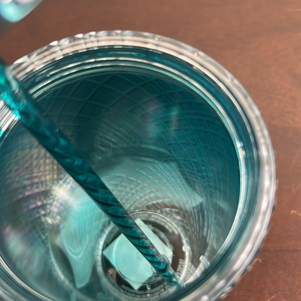 Starbucks 2023 Green Gradient Ombre Jeweled Grande Cold Plastic Cup Tumbler - Picture 4 of 5